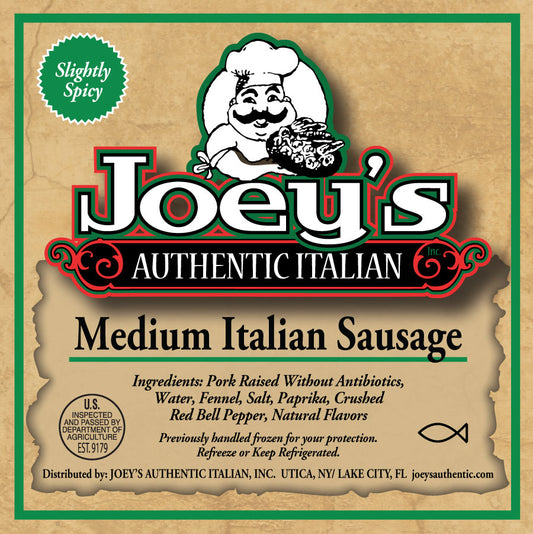Authentic Italian Sausage - Medium Spice (Hint of Heat) - 1 lb pack